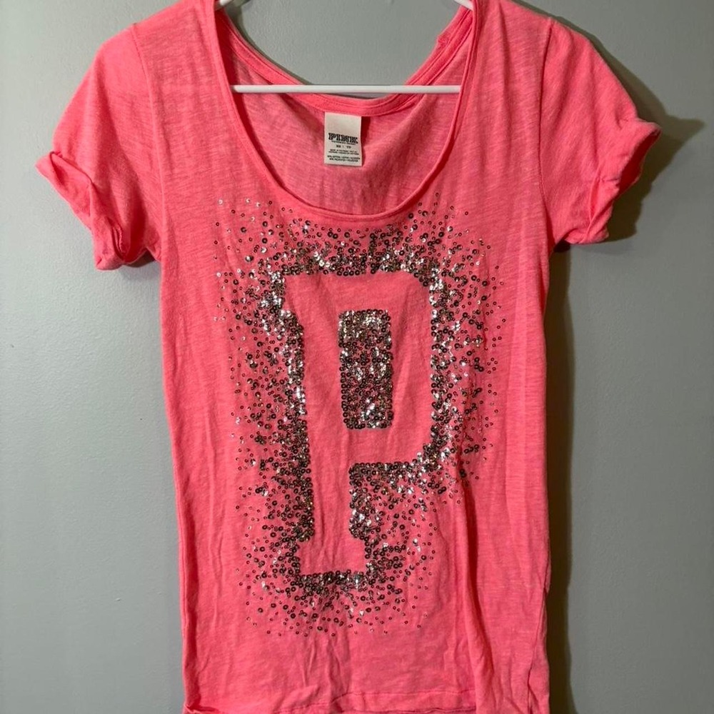2000s Y2K Victoria's secret Pink glitter‎ top